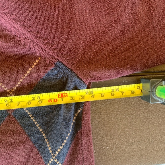 Vintage Izod Sweater Burgundy Navy Blue V-Neck Size XL - Picture 11 of 13